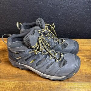 KEEN Utility Flint II 1055234 Grey Leather Waterproof Work Boots Mens 10D